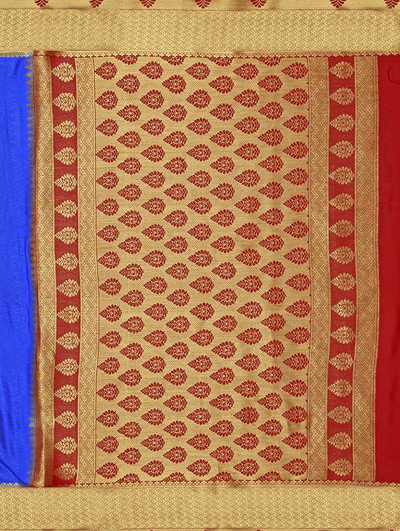 blue crepe kanjivaram saree with blouse - 15063691 - Zoom Image - 4