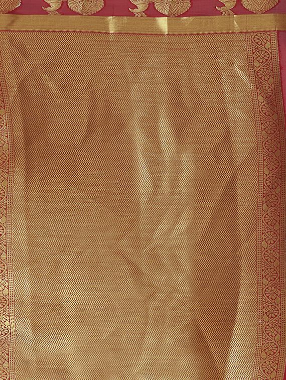 yellow crepe kanjivaram saree with blouse - 15063700 - Zoom Image - 4