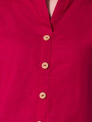 Maroon Straight solid kurta - 15064354 - Standard Image - 4