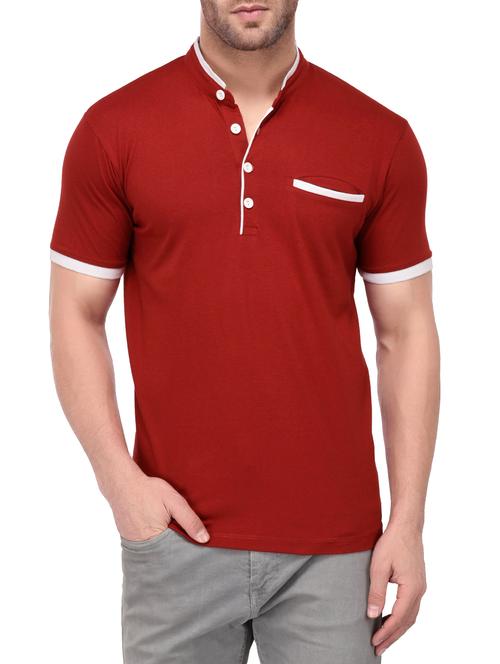 red cotton pocket t-shirt - 15066724 - Standard Image - 1