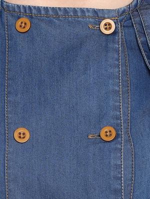 blue solid denim wrap dress - 15066892 - Standard Image - 4