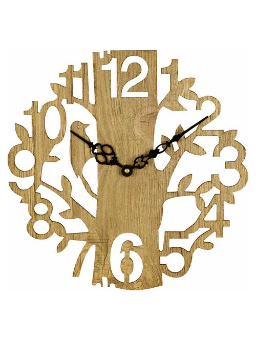 Tree Bird Manufactured Wood 10 inch Designer Wall Clock - Beige - 15067272 - Standard Image - 1