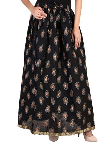 black cotton flared skirt - 15068171 - Very Small Image - 1