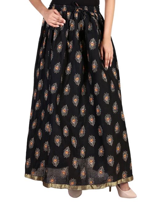 black cotton flared skirt - 15068171 - Standard Image - 1