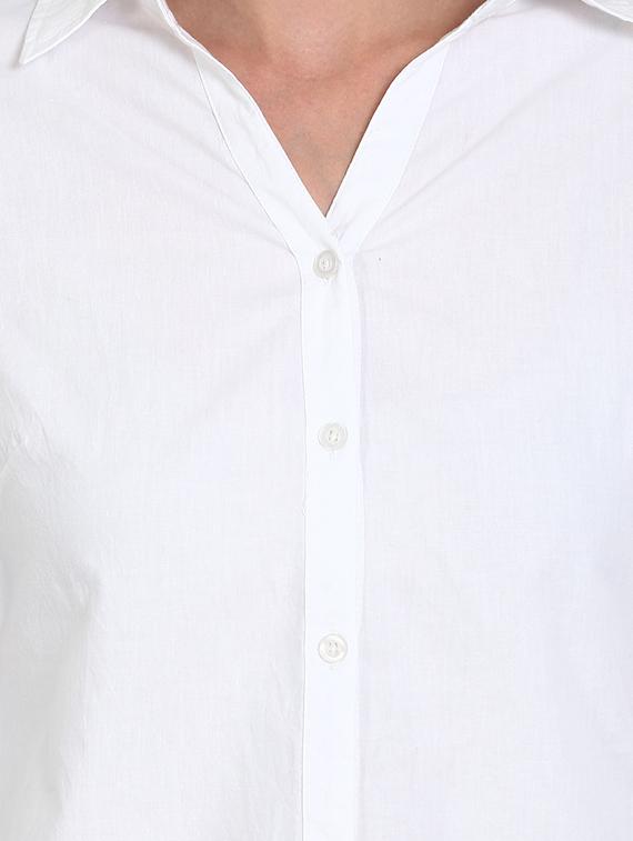 white poly crepe regular shirt - 15068537 - Zoom Image - 4