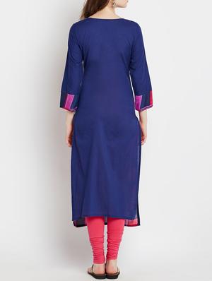 blue rayon straight kurta - 15070214 - Standard Image - 4
