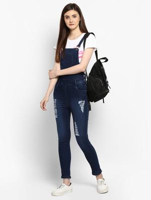 navy blue solid denim dungree - 15070424 - Standard Image - 4