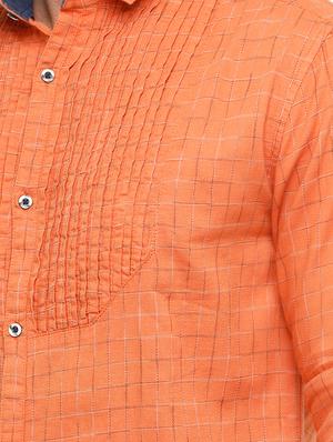 orange cotton casual shirt - 15072883 - Standard Image - 4