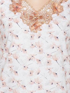 white printed cotton gown - 15076080 - Standard Image - 4