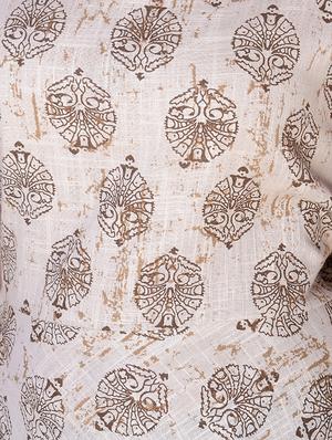 beige cotton a-line kurta - 15081338 - Standard Image - 4