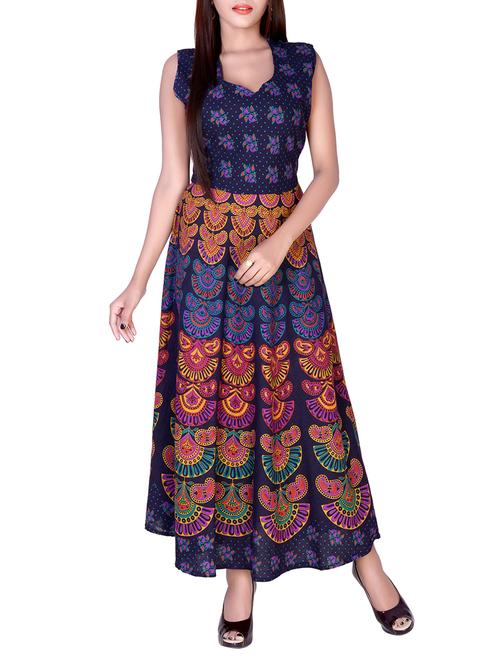 purple cotton flared kurta - 15081355 - Standard Image - 1