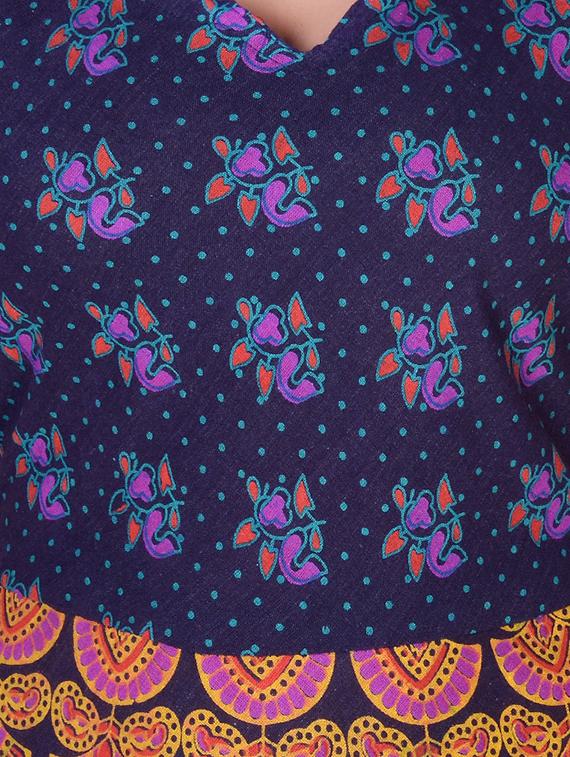 purple cotton flared kurta - 15081355 - Zoom Image - 4