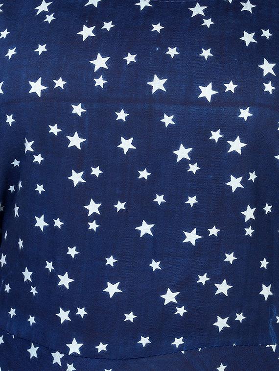 blue rayon a-line kurta - 15081877 - Zoom Image - 4