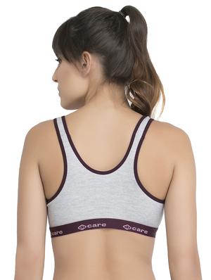 set of 3 grey solid hosery sports bra - 15082364 - Standard Image - 7