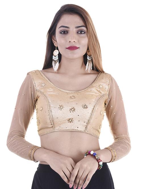 gold silk embroidered blouse - 15084760 - Standard Image - 1