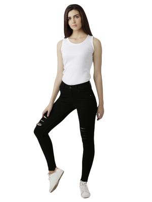 black solid denim jeans - 15085544 - Standard Image - 4