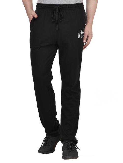 black cotton full length track pant - 15085985 - Standard Image - 1