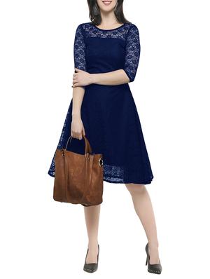 laced panel fit & flare dress - 15088949 - Standard Image - 4