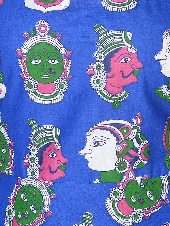 blue cotton flared kurta - 15091235 - Zoom Image - 4