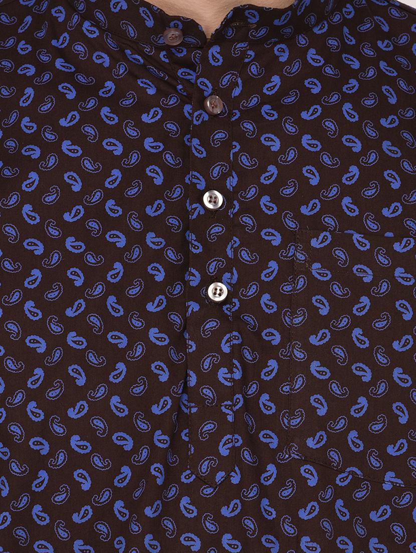 brown cotton short kurta - 15091796 - Zoom Image - 4
