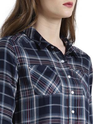 navy blue cotton asymmetric shirt - 15092605 - Standard Image - 4