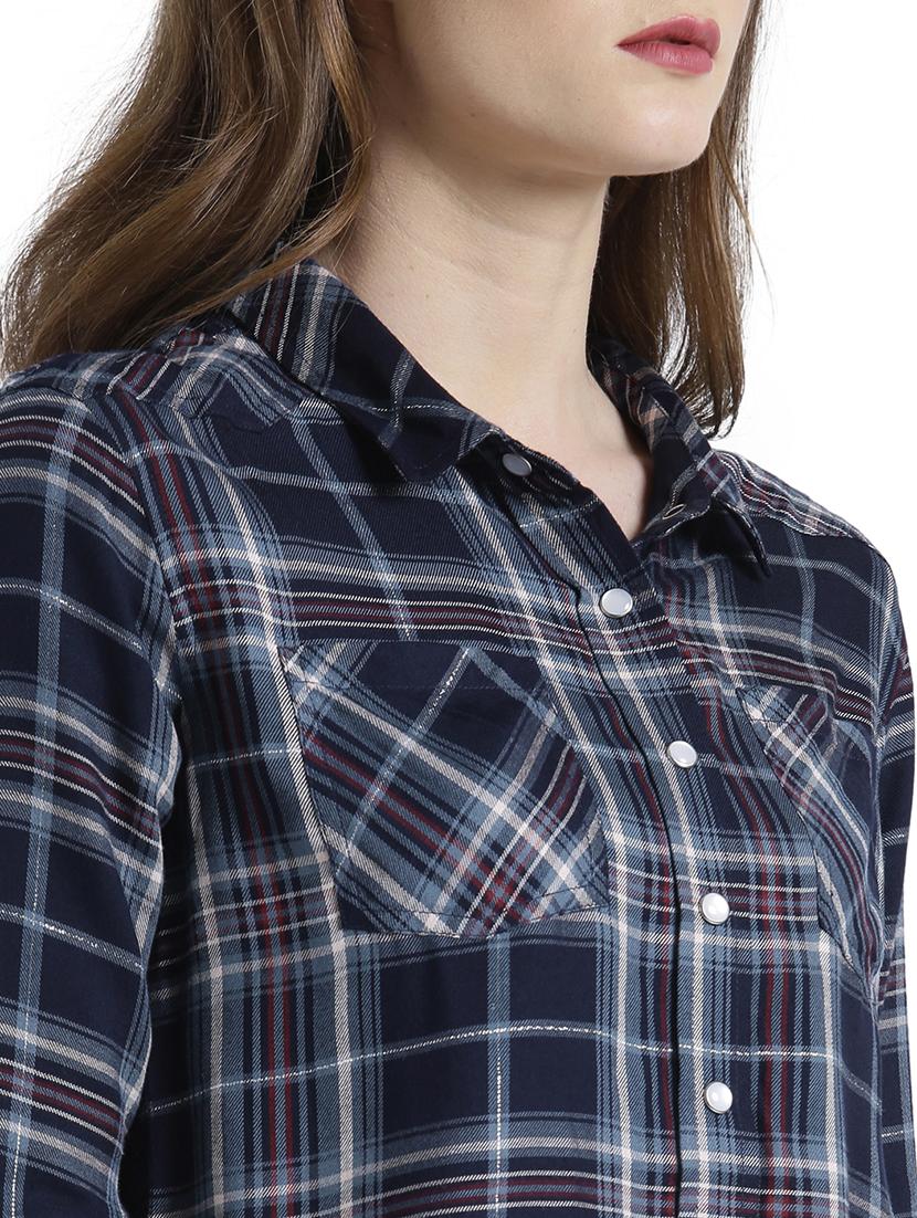 navy blue cotton asymmetric shirt - 15092605 - Zoom Image - 4