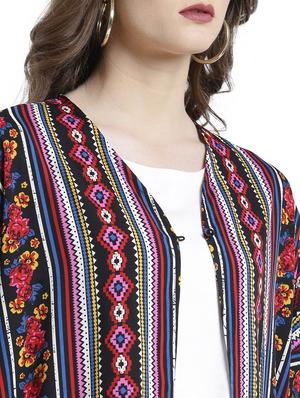 black printed asymmetric shrug - 15092789 - Standard Image - 4