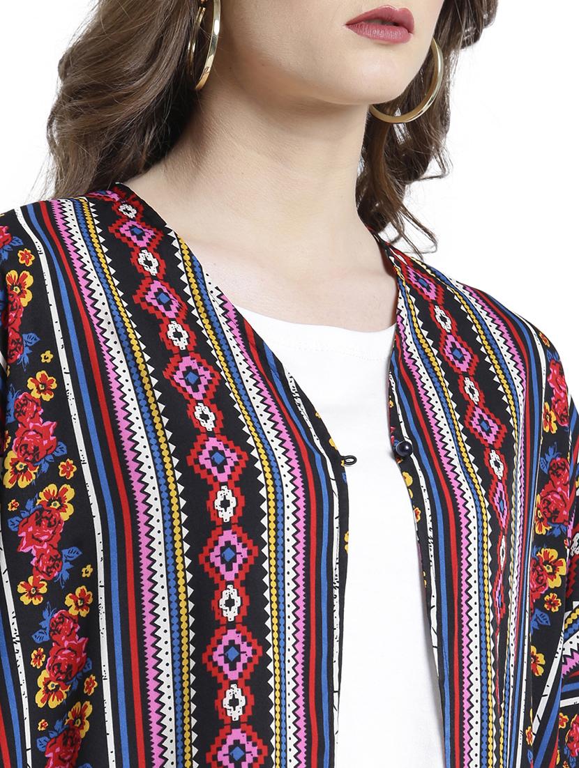 black printed asymmetric shrug - 15092789 - Zoom Image - 4