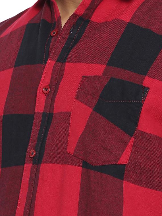 red cotton casual shirt - 15096087 - Zoom Image - 4