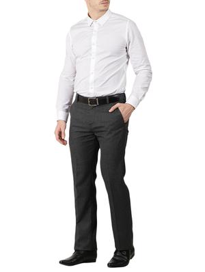 grey polyester blend flat front formal trouser - 15097502 - Standard Image - 4