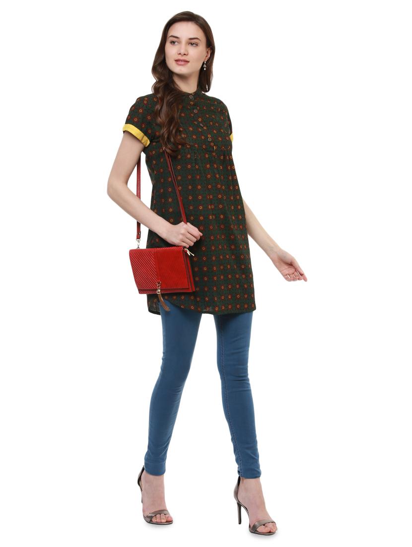 green cotton printed tunic - 15098106 - Zoom Image - 4