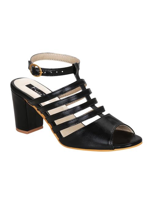 black faux leather ankle strap sandals - 15101567 - Standard Image - 1