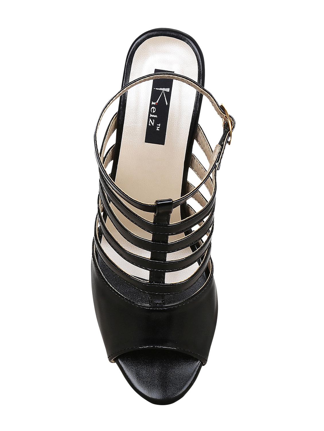 black faux leather ankle strap sandals - 15101567 - Zoom Image - 4