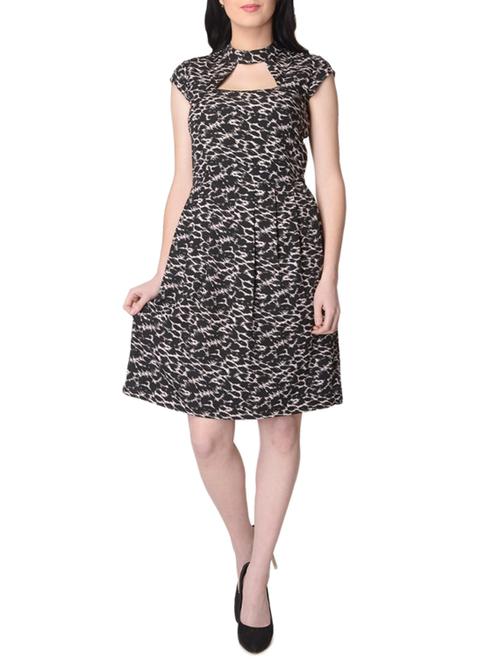 black printed a-line dress - 15101693 - Standard Image - 1
