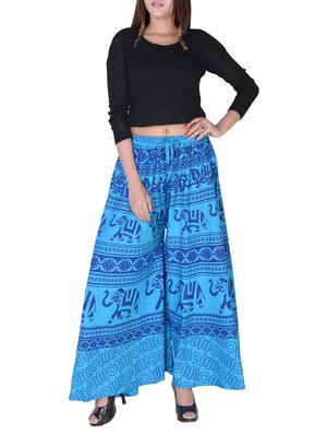 blue cotton palazzos - 15102410 - Standard Image - 4