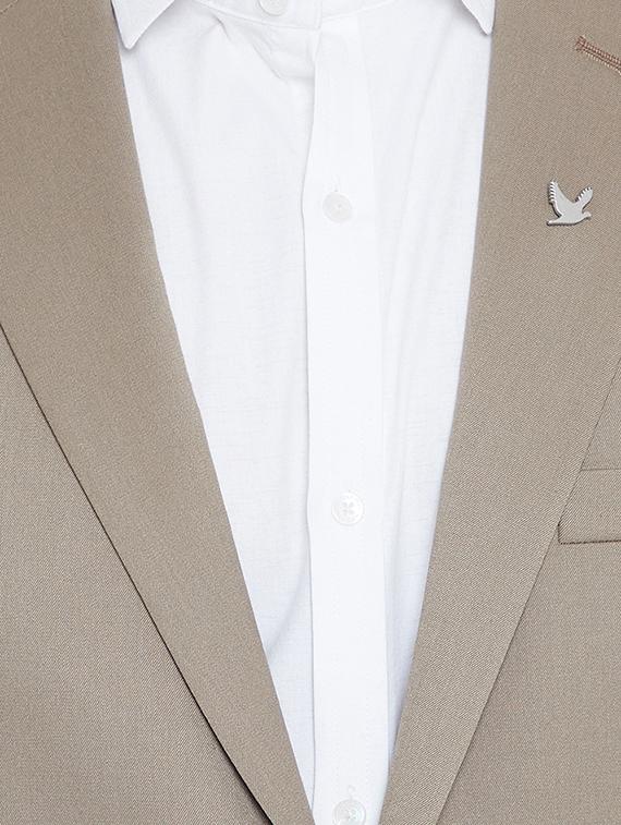 beige poly wool formal blazer - 15102881 - Zoom Image - 4