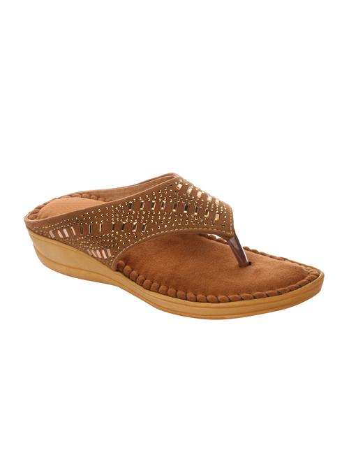 brown faux leather slippers - 15104996 - Standard Image - 1