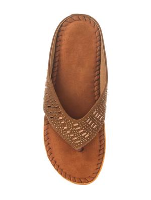 brown faux leather slippers - 15104996 - Standard Image - 4
