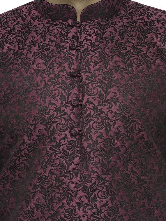 purple silk blend pocket kurta - 15105519 - Zoom Image - 4