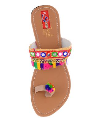 multi colored one toe kolhapuri - 15105640 - Standard Image - 4
