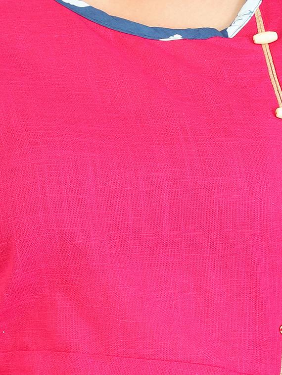 pink cotton a-line kurta - 15106257 - Zoom Image - 4