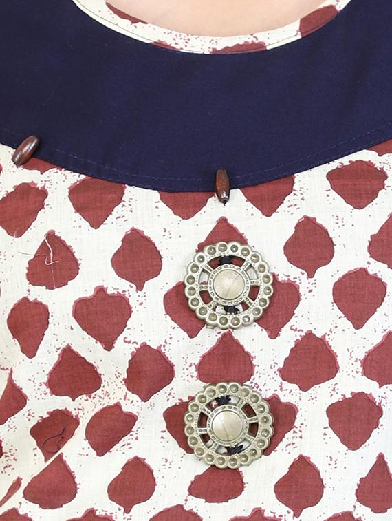Brown cotton straight kurta - 15106258 - Zoom Image - 4