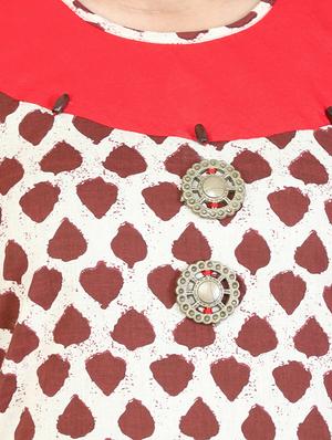 red cotton straight kurta - 15106259 - Standard Image - 4