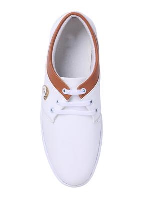 white leatherette lace up sneaker - 15106603 - Standard Image - 4