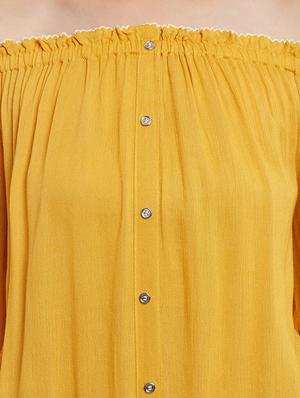 solid yellow cotton blouson top - 15108579 - Standard Image - 4