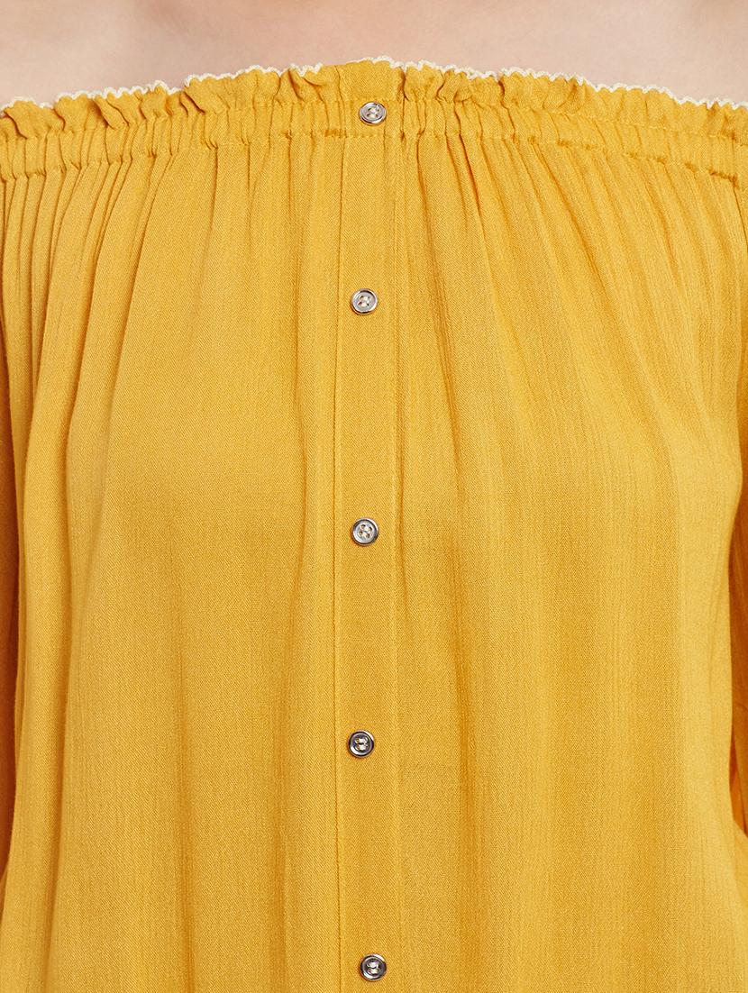 solid yellow cotton blouson top - 15108579 - Zoom Image - 4