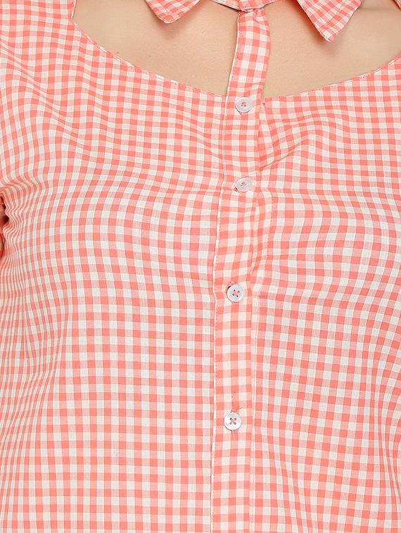 cutout detail checkered shirt - 15108581 - Zoom Image - 4
