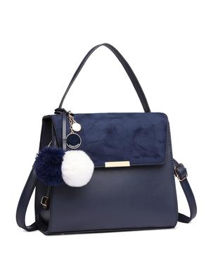 blue leatherette regular handbag - 15109143 - Standard Image - 4