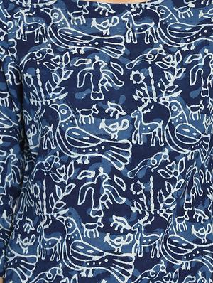 blue printed cotton top - 15111064 - Standard Image - 4