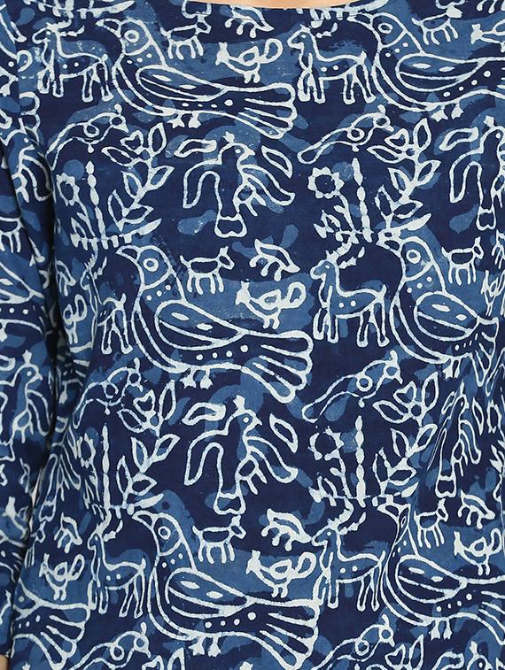 blue printed cotton top - 15111064 - Zoom Image - 4